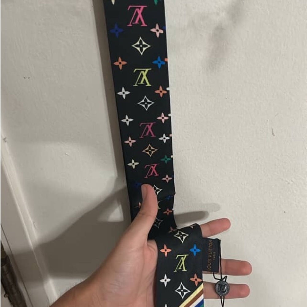 Black Tie with Multicolor Monogram LV